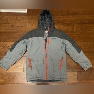 Columbia Charcoal Jacket with Vibrant Orange Zipper